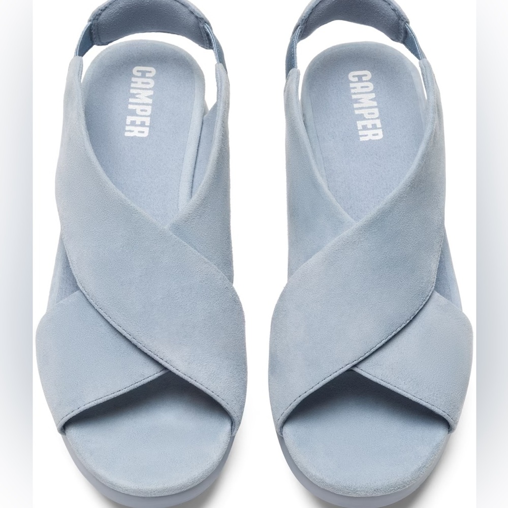 Camper Balloon Baby Blue Sandal Wedge - soft suede, worn once!